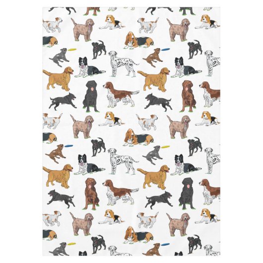 Cute Dogs Illustrations Pattern Tablecloth Tafelkleed (Voorkant)