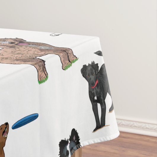 Cute Dogs Illustrations Pattern Tablecloth Tafelkleed (Voorbeeld)