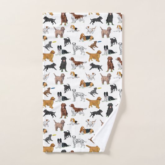Cute Dogs Illustrator Pattern Bad Handdoek (Handdoek)