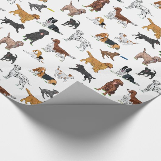 Cute Dogs Illustrator Pattern Cadeaupapier (Hoek)