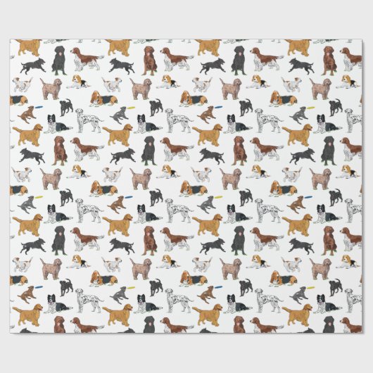 Cute Dogs Illustrator Pattern Cadeaupapier (Vlak)