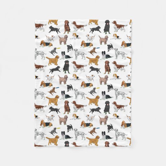 Cute Dogs Illustrator Pattern Fleece Deken (Voorkant)