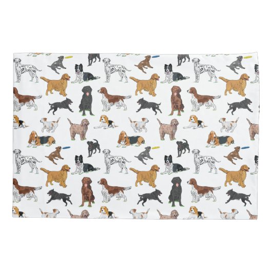 Cute Dogs Illustrator Pattern Kussensloop (Achterkant)