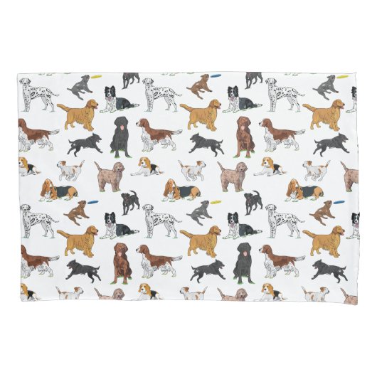Cute Dogs Illustrator Pattern Kussensloop (Voorkant)