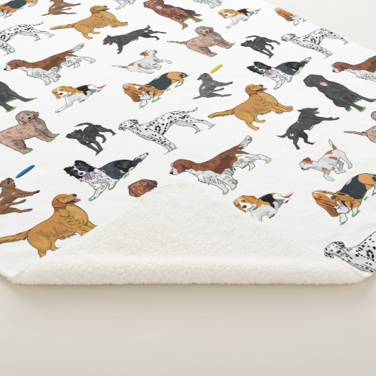 Cute Dogs Illustrator Pattern Sherpa Deken (3/4)
