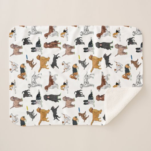 Cute Dogs Illustrator Pattern Sherpa Deken (Voorkant (horizontaal))