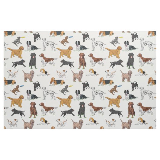 Cute Dogs Illustrator Pattern Stof (Fat Quarter)