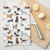 Cute Dogs Illustrator Pattern Theedoek (Quarter Fold)