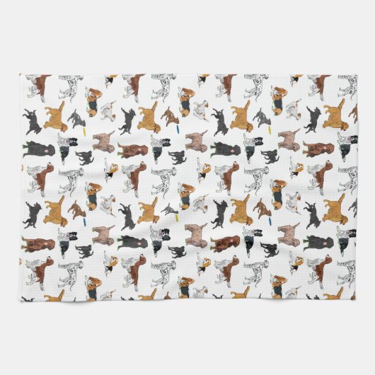 Cute Dogs Illustrator Pattern Theedoek (Horizontaal)