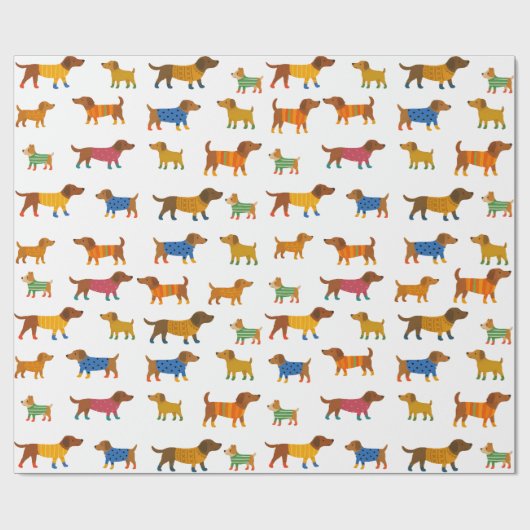 Cute Dogs in Sweaters Wrapping Paper Cadeaupapier (Vlak)