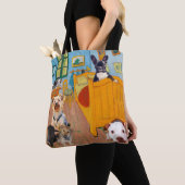 Cute Dogs in Van Gogh's slaapkamer Tote Bag (Dichtbij)