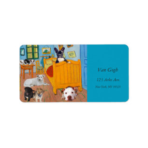 Cute Dogs in Van Gogh's slaapkamer v1 Etiket