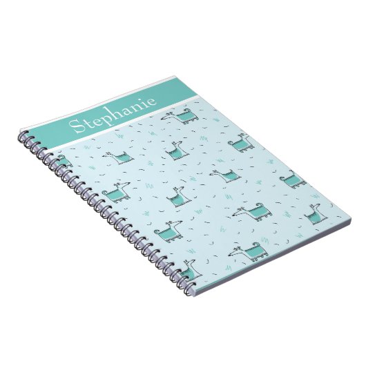 Cute Dogs Jouw naam Green Sketched Notitieboek (Rechterzijde)