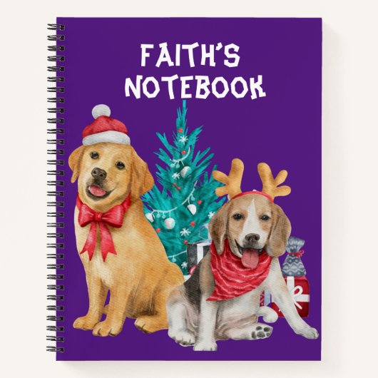 Cute Dogs-kerstthema Notitieboek (Voorkant)