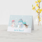 Cute Dogs Let is Snow Holiday Kaart (Gele Bloem)