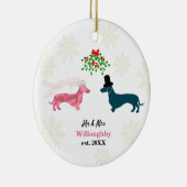 Cute Dogs Mistletoe Passen getrouwd Keepomwille Ke Keramisch Ornament (Rechts)