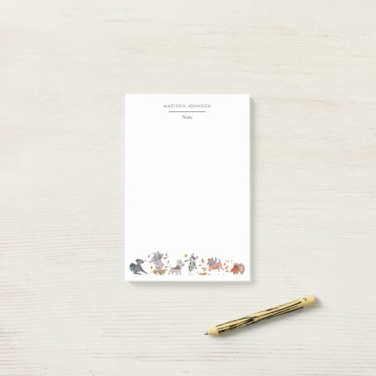 Cute dogs monogram post-it® notes (Op bureau)