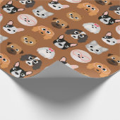 Cute Dogs on Brown Cadeaupapier (Hoek)