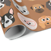 Cute Dogs on Brown Cadeaupapier (Rol Hoek)