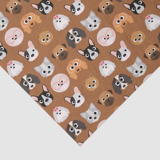 Cute Dogs on Brown Tissuepapier (Detail)