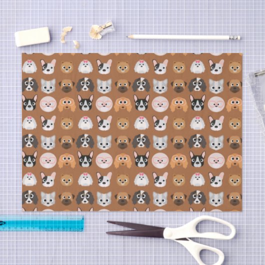 Cute Dogs on Brown Tissuepapier (Craft)