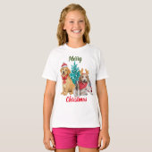 Cute dogs op prettige kerst t-shirt (Voorkant volledig)
