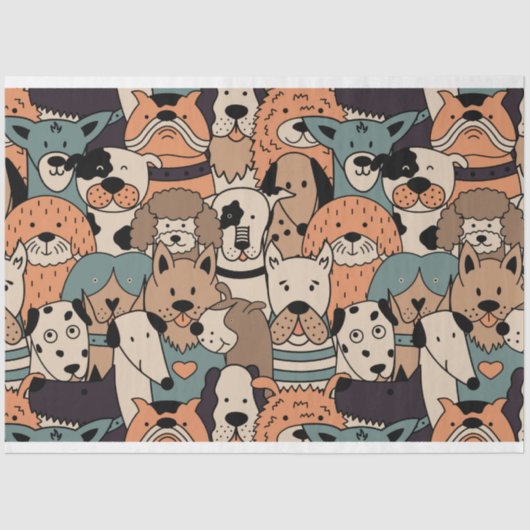 Cute Dogs Pattern #01 Tissuepapier (Voorkant)