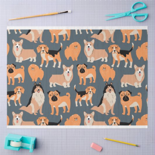 Cute Dogs Pattern #02 Tissuepapier (Craft)
