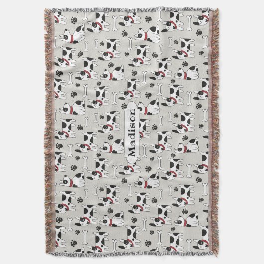 Cute Dogs Pattern, aangepaste naam goot deken (Voorkant Verticaal)
