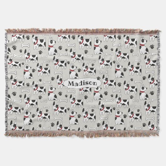 Cute Dogs Pattern, aangepaste naam goot deken (Voorkant)
