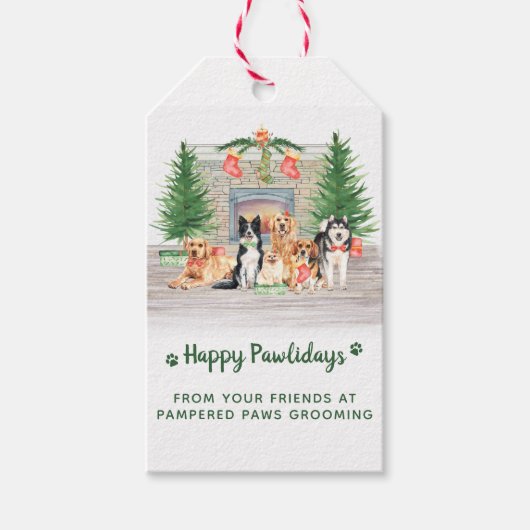 Cute Dogs Pet Business Hondenliefhebber Kerstmis Cadeaulabel (Voorkant)