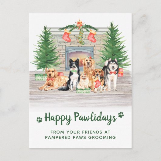 Cute Dogs Pet Business Hondenliefhebber Kerstmis Feestdagenkaart (Voorkant)