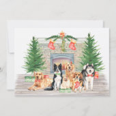 Cute Dogs Pet Lover Dog Fireplace Kerstmis Feestdagenkaart (Voorkant)