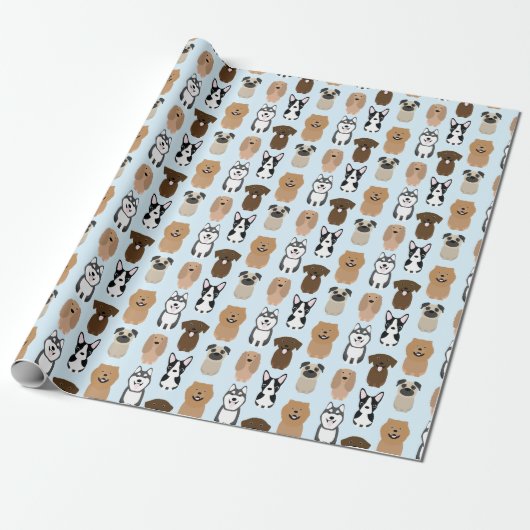 Cute Dogs, Pug, Boston, Lab, Chow, Husky, Spaniel Cadeaupapier (Uitgerold)
