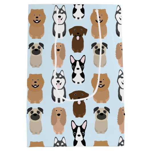 Cute Dogs, Pug, Boston, Lab, Chow, Husky, Spaniel Medium Cadeauzakje (Achterkant)