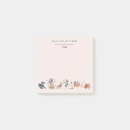 Cute dogs roze monogram post-it notes