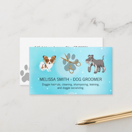 Cute Dogs | Schaar | Dog Paw Afsprakenkaartje (Voorkant / Achterkant in situ)