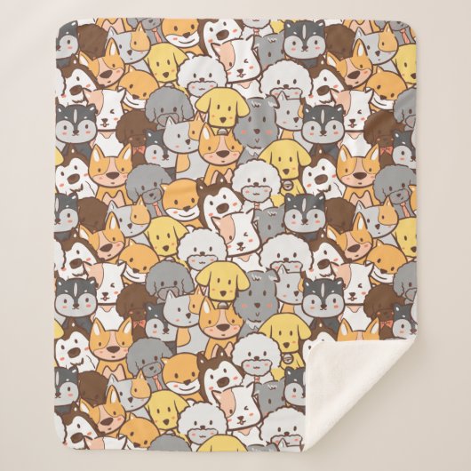 Cute Dogs Sherpa Blanket Deken (Voorkant)