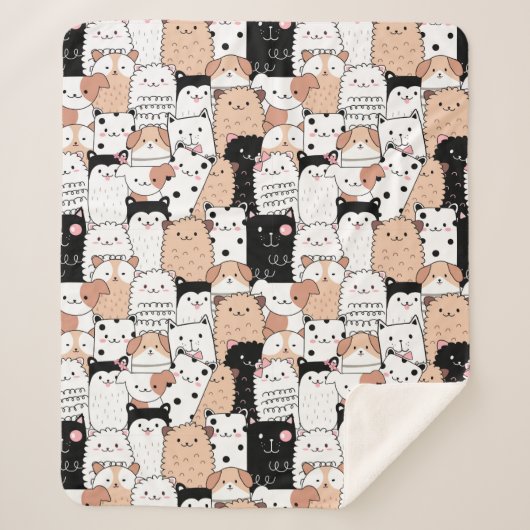 Cute Dogs Sherpa Blanket Deken (Voorkant)