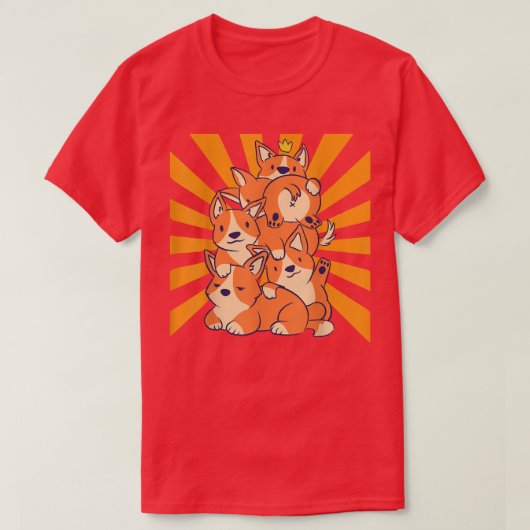 Cute Dogs Stapelde Corgi T-shirt (Design voorkant)