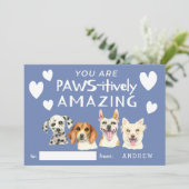 Cute Dogs Waterverf Kinder Classroom Valentijnsdag Feestdagenkaart (Staand voorkant)