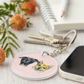 Cute Dogs Waterverf Painting Sleutelhanger (Voorkant Rechts)