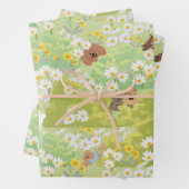 Cute Dogs With Daisy Flowers Seamless Pattern Inpakpapier Vel (In situ)