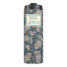 Cute Dogs with Plants Personalized Name Green Thermosbeker