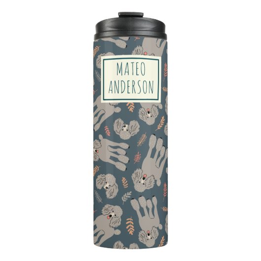 Cute Dogs with Plants Personalized Name Green Thermosbeker (Voorkant)