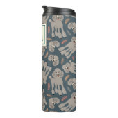 Cute Dogs with Plants Personalized Name Green Thermosbeker (Geroteerd rechts)