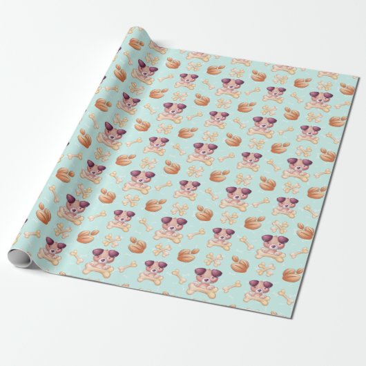 Cute Dogs Wrapping Paper Cadeaupapier (Uitgerold)