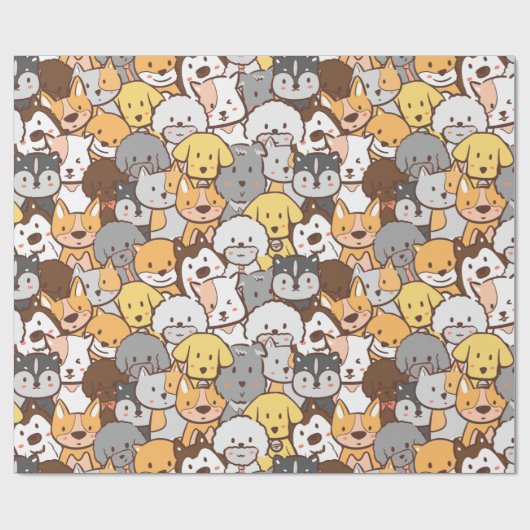 Cute Dogs Wrapping Paper Cadeaupapier (Vlak)