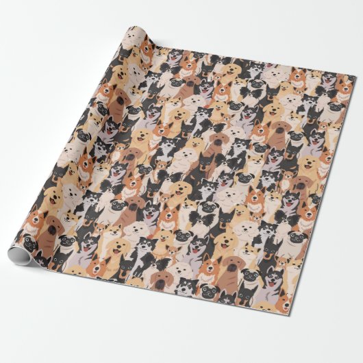 Cute Dogs Wrapping Paper Cadeaupapier (Uitgerold)