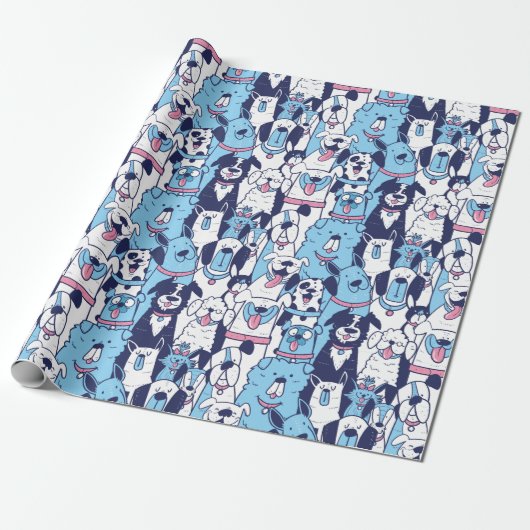 Cute Dogs Wrapping Paper Cadeaupapier (Uitgerold)